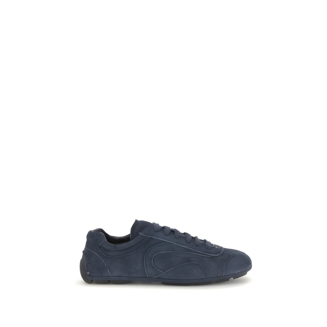 Prada Blue Calf Leather Athletic Sneakers