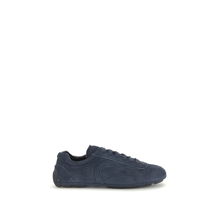 Prada Blue Calf Leather Athletic Sneakers