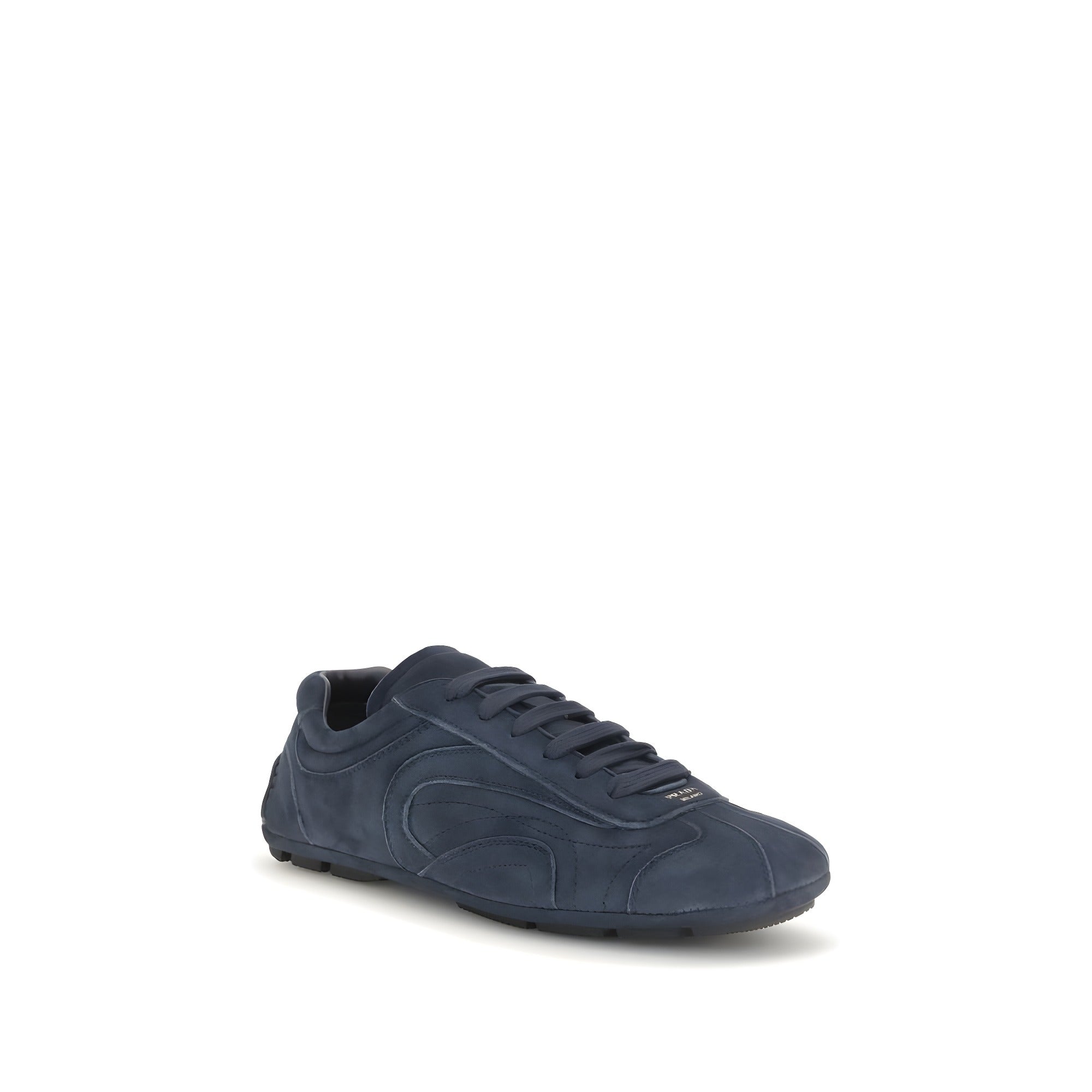 Prada Blue Calf Leather Athletic Sneakers