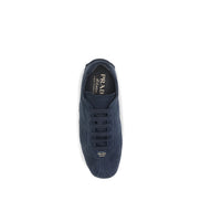 Prada Blue Calf Leather Athletic Sneakers