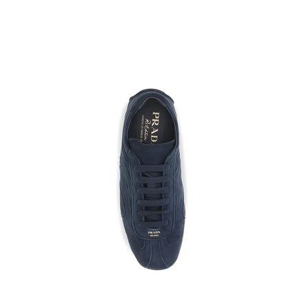 Prada Blue Calf Leather Athletic Sneakers