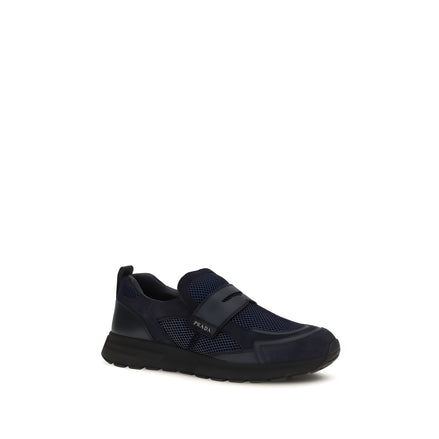 Prada Blue Leather Athletic Sneakers