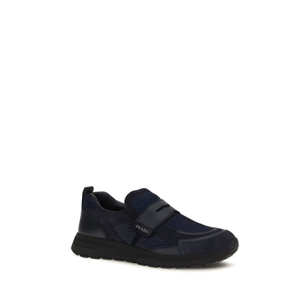 Prada Blue Leather Athletic Sneakers