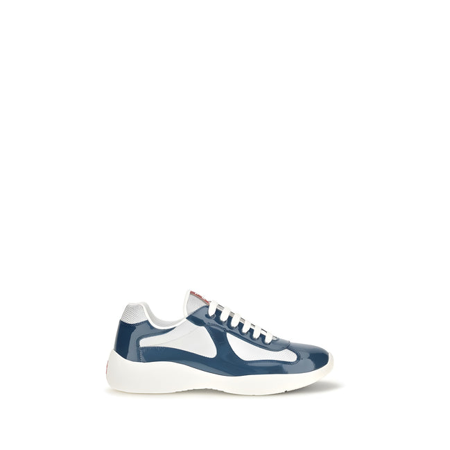 Prada Blue Calf Leather Athletic Sneakers