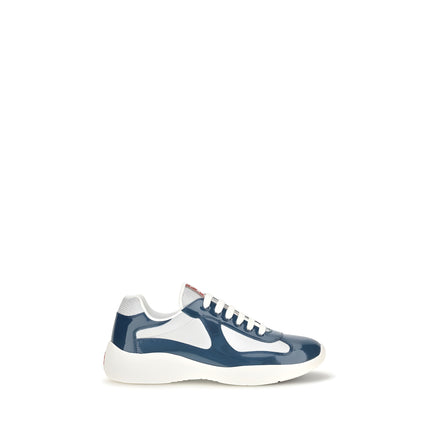 Prada Blue Calf Leather Athletic Sneakers
