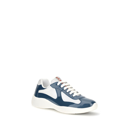 Prada Blue Calf Leather Athletic Sneakers