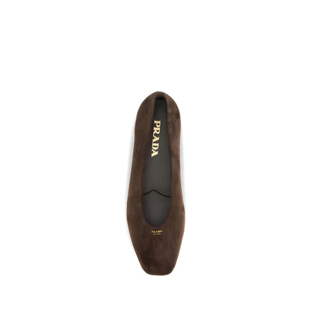 Prada Brown Calf Leather Bos Taurus Ballet Flats