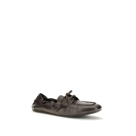 Prada Brown Leather Slip-On Loafers