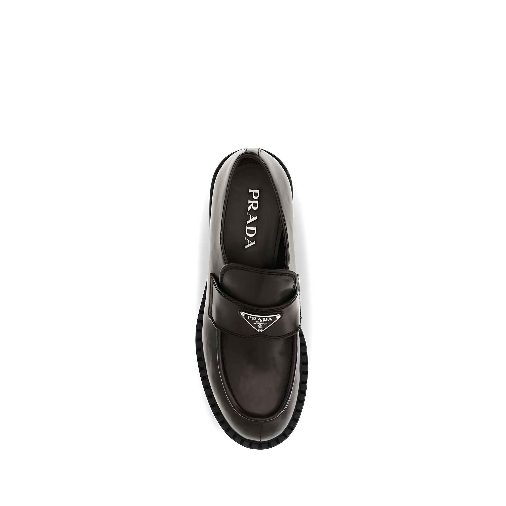 Prada Brown Calf Leather Slip-On Loafers