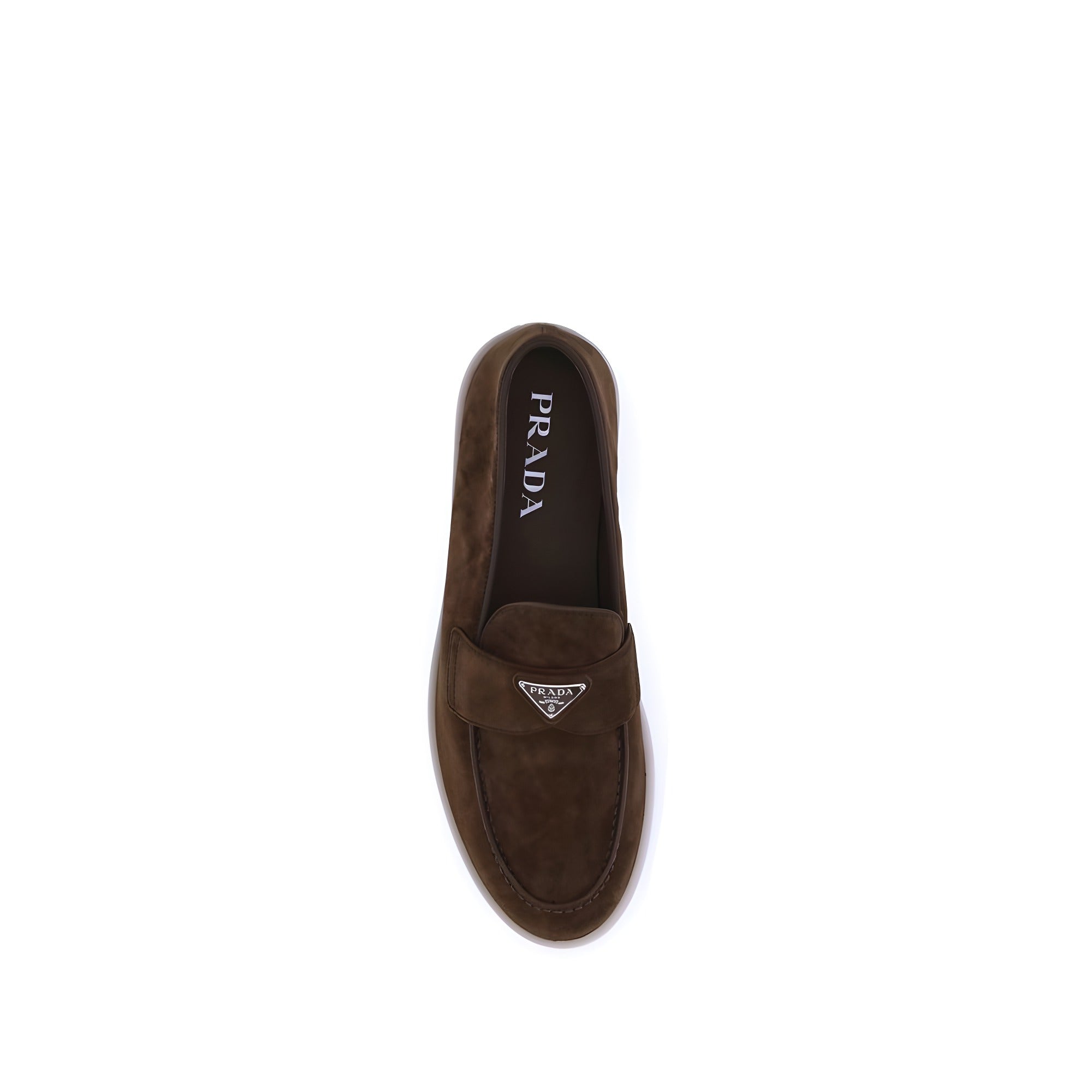 Prada Brown Calf Leather Slip-On Loafers