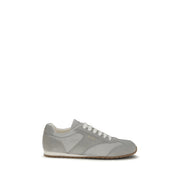 Prada Gray Calf Leather Low Top Sneakers