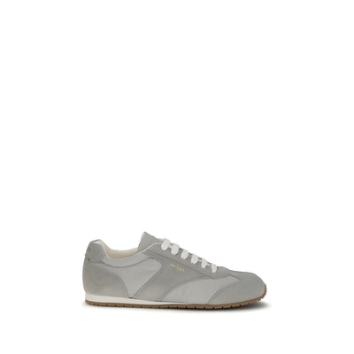 Prada Gray Calf Leather Low Top Sneakers