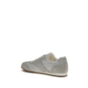 Prada Gray Calf Leather Low Top Sneakers