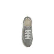 Prada Gray Calf Leather Low Top Sneakers