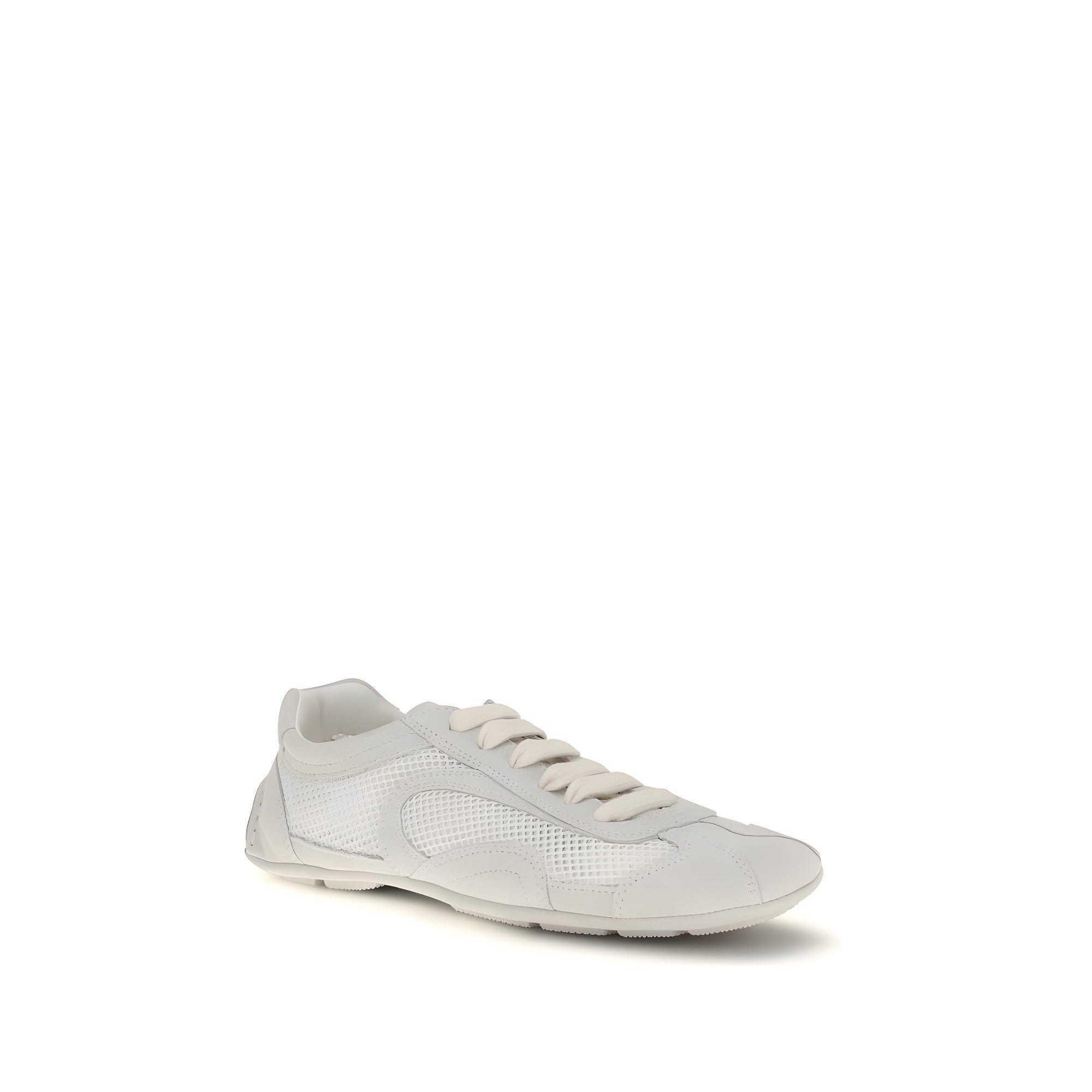 Prada White Fabric Low Top Sneakers