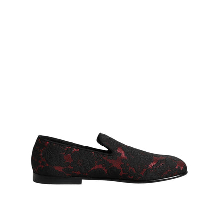 Chaussures Mocassins à Enfiler Jacquard Rouge Noir Dolce & Gabbana