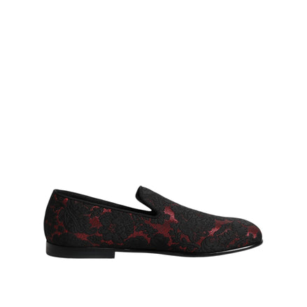 Chaussures Mocassins à Enfiler Jacquard Rouge Noir Dolce & Gabbana
