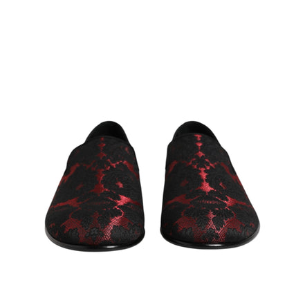 Chaussures Mocassins à Enfiler Jacquard Rouge Noir Dolce & Gabbana