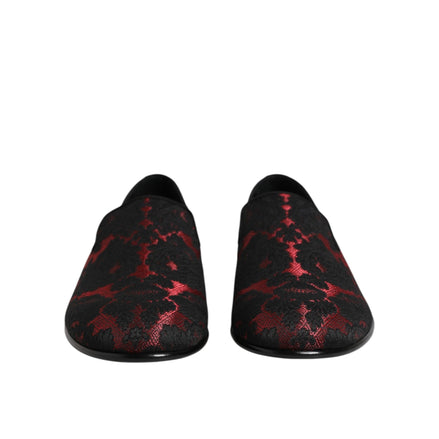 Chaussures Mocassins à Enfiler Jacquard Rouge Noir Dolce & Gabbana