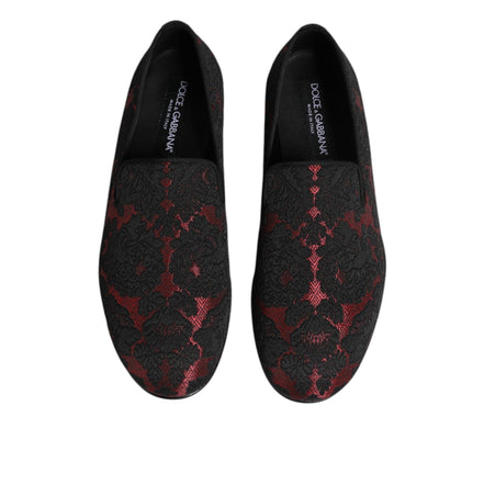 Chaussures Mocassins à Enfiler Jacquard Rouge Noir Dolce & Gabbana