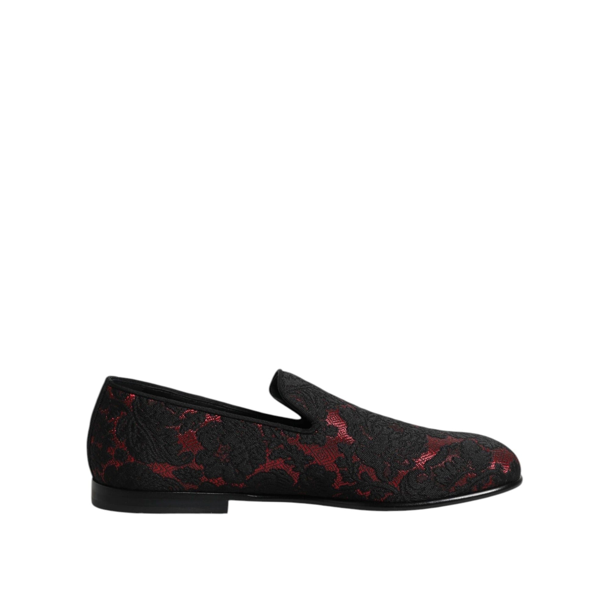 Chaussures Mocassins à Enfiler Jacquard Rouge Noir Dolce & Gabbana