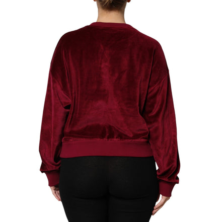 Dolce & Gabbana Red Cotton Velvet Crew Neck Sweater