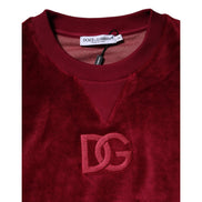 Dolce & Gabbana Red Cotton Velvet Crew Neck Sweater