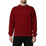 Pull Ras du Cou en Coton Rouge avec Logo Gaufré Dolce & Gabbana