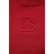 Pull Ras du Cou en Coton Rouge avec Logo Gaufré Dolce & Gabbana