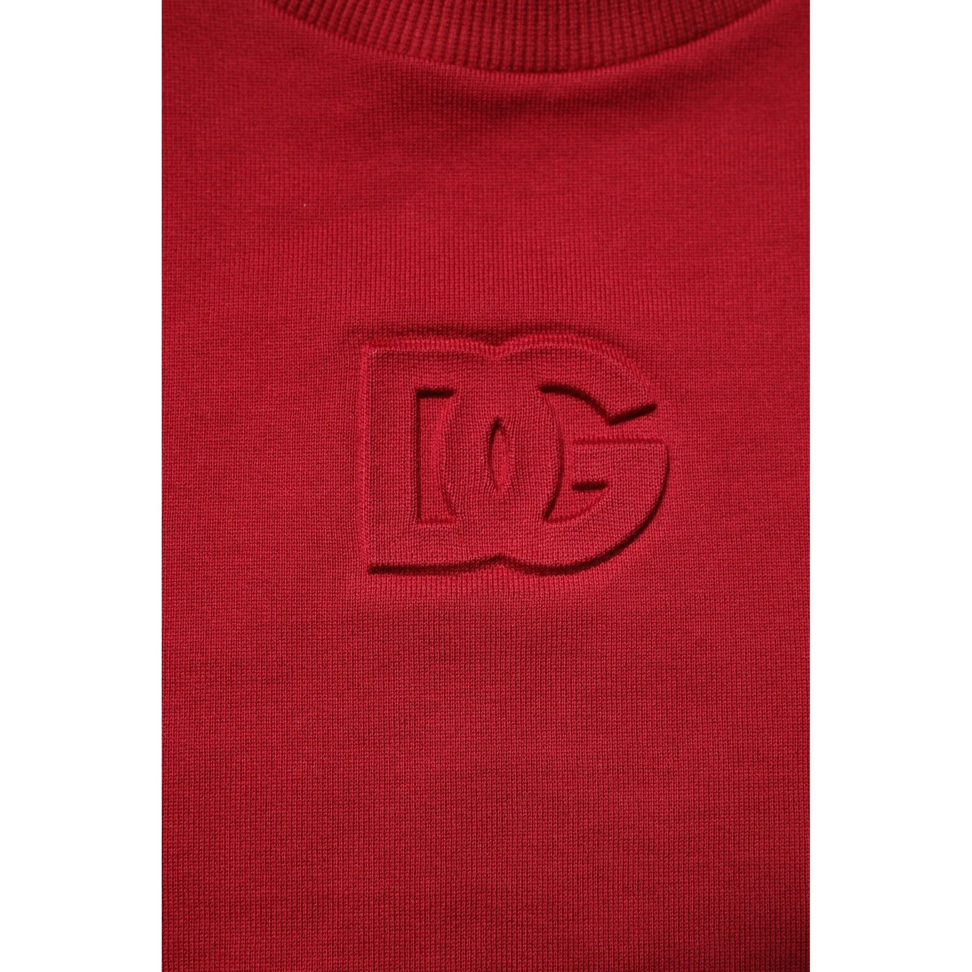 Pull Ras du Cou en Coton Rouge avec Logo Gaufré Dolce & Gabbana