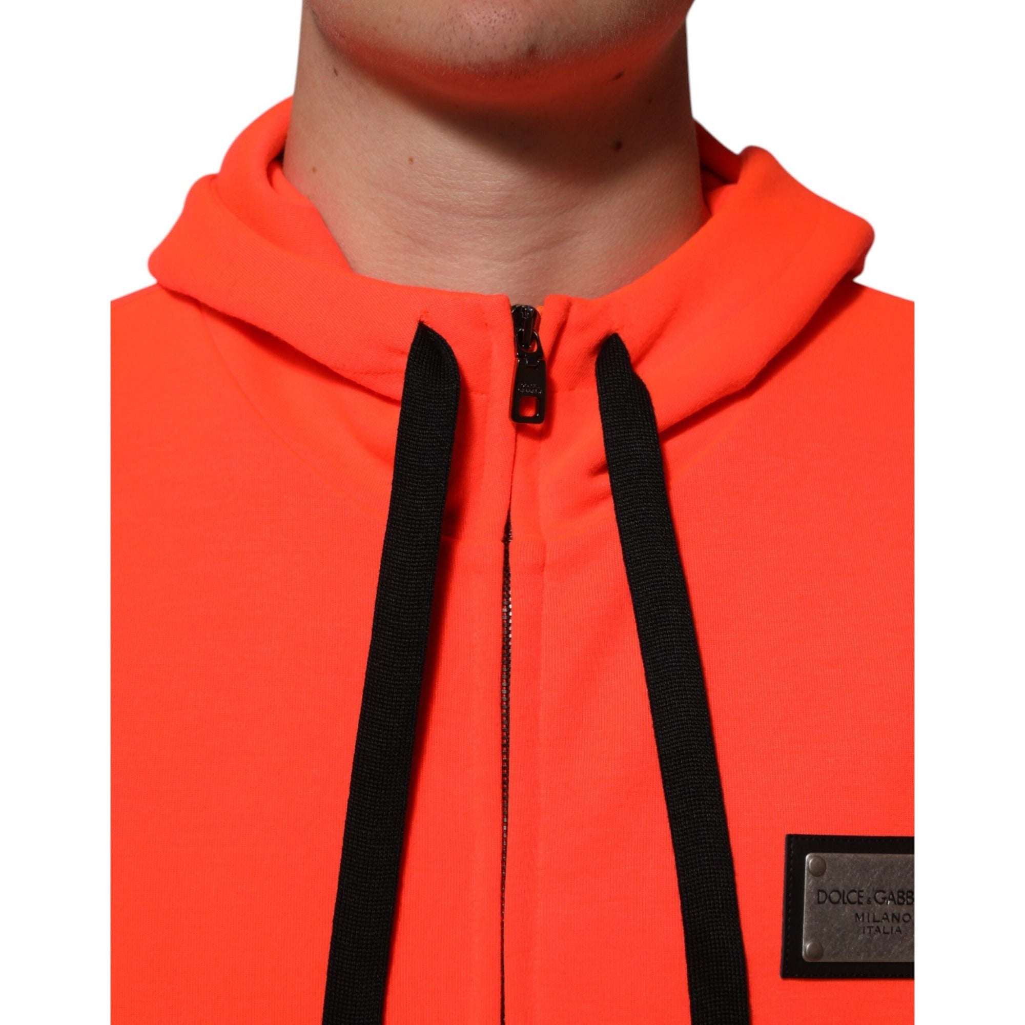 Dolce & Gabbana Red Fluorescent Logo Patch Hoodie