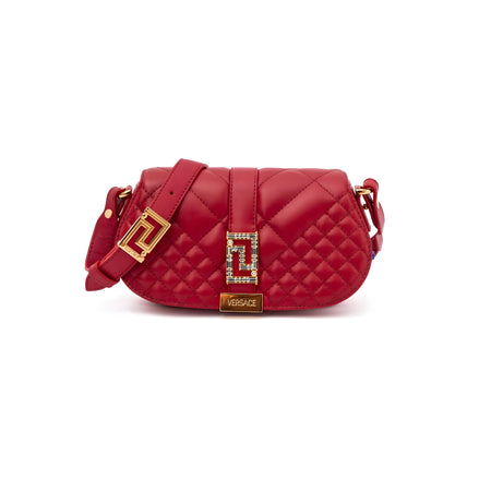 Sac à bandoulière matelassé en cuir rouge Versace