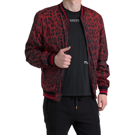 Dolce & Gabbana Blouson Court Bomber Léopard Rouge