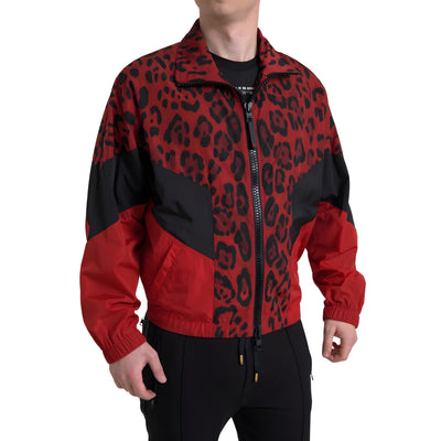 Dolce & Gabbana Red Leopard Full Zip Sweater