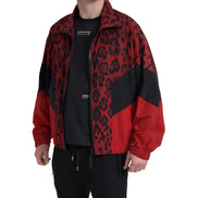 Pull zippé intégral Dolce & Gabbana en nylon rouge léopard