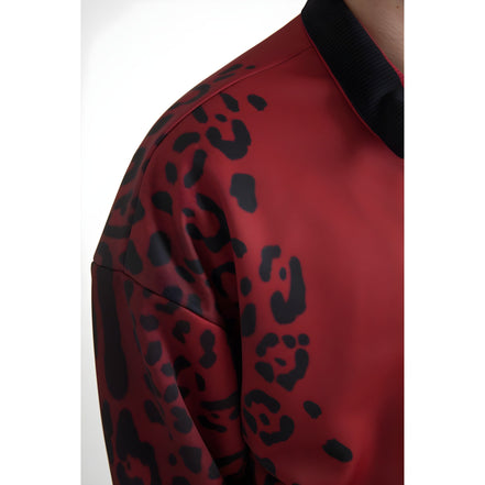 Bomber Dolce & Gabbana en polyester léopard rouge à fermeture éclair intégrale