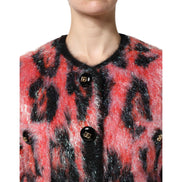 Gilet boutonné en mohair et laine rouge Dolce & Gabbana