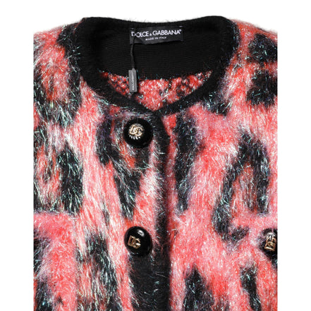 Gilet boutonné en mohair et laine rouge Dolce & Gabbana