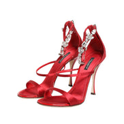 Dolce & Gabbana Sandales à talons Keira en satin rouge et cristaux