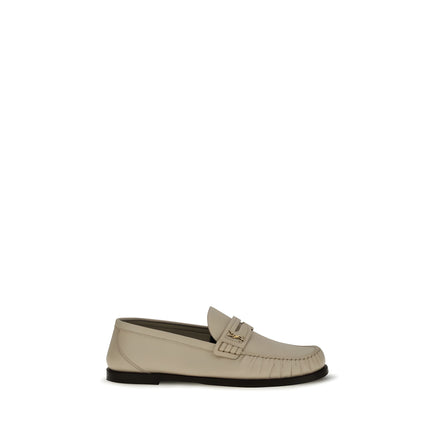 Saint Laurent Beige Calf Leather Slip-On Loafers