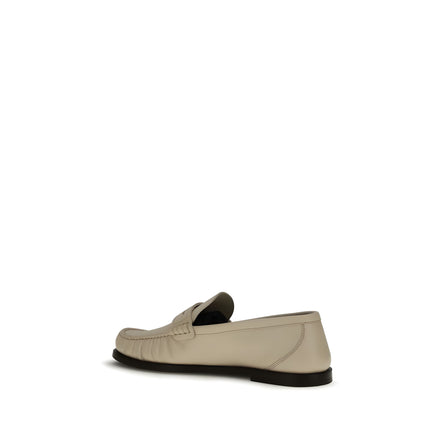 Saint Laurent Beige Calf Leather Slip-On Loafers