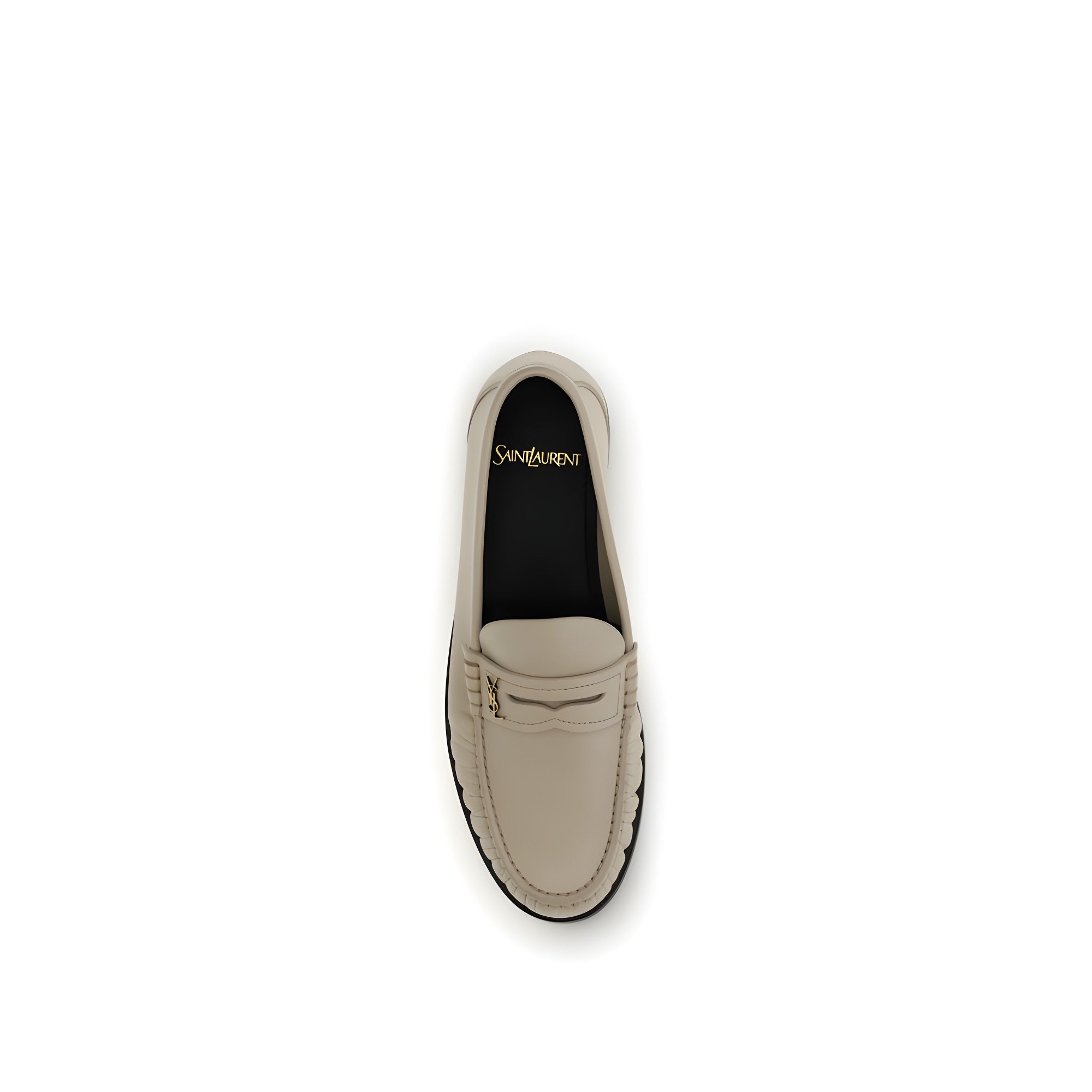 Saint Laurent Beige Calf Leather Slip-On Loafers