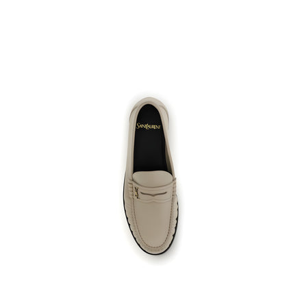 Saint Laurent Beige Calf Leather Slip-On Loafers