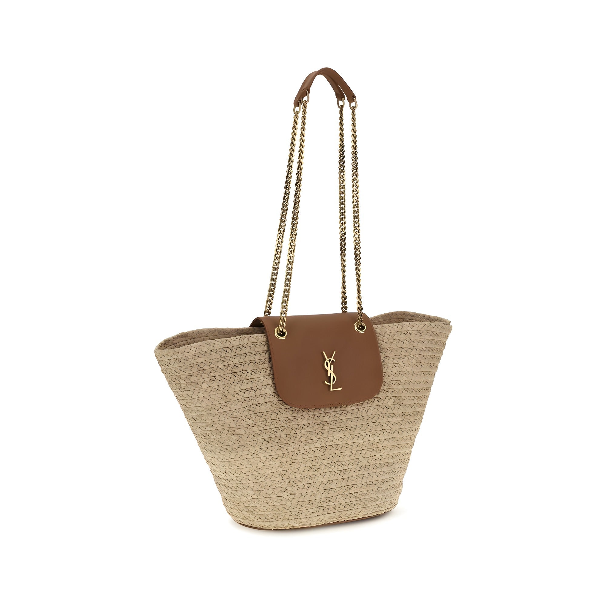 Saint Laurent Beige Raffia Tote Bag