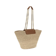 Saint Laurent Beige Raffia Tote Bag