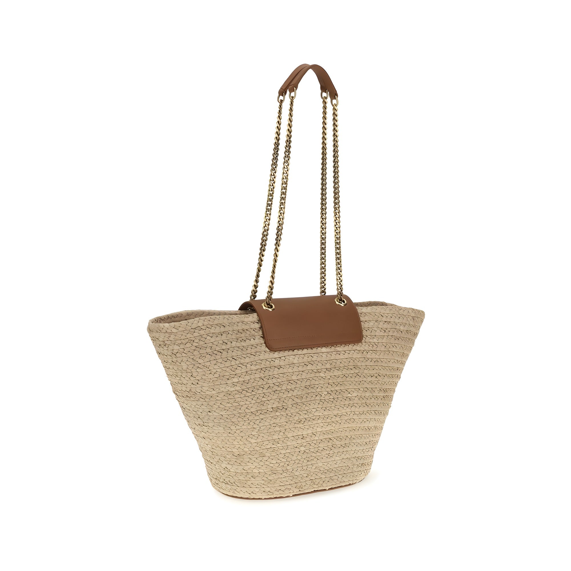 Saint Laurent Beige Raffia Tote Bag