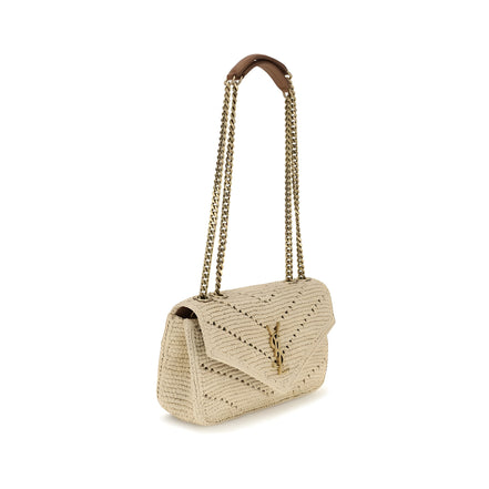 Saint Laurent Beige Raffia Shoulder Bag