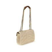 Saint Laurent Beige Raffia Shoulder Bag