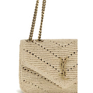 Saint Laurent Beige Raffia Shoulder Bag