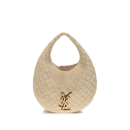 Saint Laurent Beige Raffia Shoulder Bag